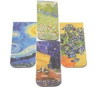 NULYLU 4pièces Set de Marque-pages Magnétiques Décoratifs avec Œuvres Art Célèbres Petits Signets Légers et Pratiques pour Lecture et Classement Style Rétro Artistique