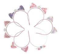 NULYLU 6 Pièces Serrage-tête Garçon et Filles Oreilles de Chat en Tissu Confortable et Matériau Sûr, Bandeau Brillant et Délicat pour Filles, pour Tenues Décontractées et Plusieurs styles
