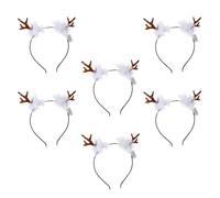 NULYLU 6pcs Serrage-têtes à Cheveux en Plastique Marron Cornes Lumineuses pour Noël, Accessoires Créatifs et Décorations Délicates pour Fêtes et Festivals