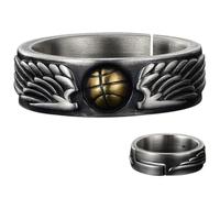 NULYLU Bague de cocktail masculine à breloques basketball en métal, style rétro, facile à porter, pour cérémonies et performances, bijou pour homme