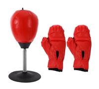 NULYLU Balle de Boxe de Vitesse Rouge en PU et Acier Inoxydable, Ensemble Compact avec Moufles et Gonfleur, Améliore la Rapidité de Réaction pour Garçon et Filles et Entraînement