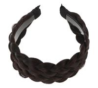 NULYLU Bandeau Postiche Tressé Six Brins Noir Brun, Large et Épais Structure Élastique, Fibres Synthétiques et Coton, Usage Polyvalent pour Femmes Quotidien
