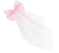 NULYLU Barrette à Cheveux Nœud en Perles et Tulle Rose, Accessoire Élégant pour Mariage et Soirées, Ne Tire Pas Cheveux, Charme Ajouté