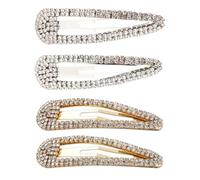 NULYLU Barrettes Métalliques en Alliage, 4 Pièces, Clips à Cheveux avec Cristaux pour Fixer Cheveux Raides ou Bouclés, Accessoires Élégants pour Lunes de Miel