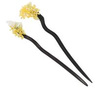 NULYLU Bâtonnets à Cheveux Vintage en Bois Jaune, Épingles pour Chignons, Style Chinois Simple et Élégant, 2 Pièces pour Femmes Lors de Mariages et Occasions Spéciales Plusieurs styles