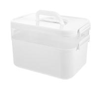 NULYLU Boîte à Outils Manucure à Plusieurs Niveaux Blanche Poignée, Boîte de Rangement Pratique en Polypropylène pour Salon de Beauté, Trousse de Rangement pour Vernis et Gel à Ongles,