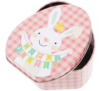 NULYLU Boîte de Bonbons de Fête en Fer-blanc Rose à Motif Lapin Boîte à Biscuits Portable pour Pâques Couvercle Décoration Intérieure Festive et Présent