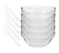 NULYLU Bol à Masque Facial Transparent 5 Pièces, Bol Mélangeur Épais Petit Format avec 5 Bâtonnets Blancs pour Spa et Soin Diy, Outil Cosmétique Pratique pour Masque Plusieurs styles