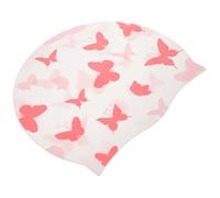 NULYLU Bonnet de Bain en Silicone Imperméable pour Adultes, Facile à Porter, Protection des Oreilles, Taille Grosse, Couleur Blanche Motif, pour Natation Loisirs