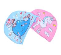 NULYLU Bonnets de Bain D'été pour Garçon et Filles 2pcs en Polyester Confortable Protection des Oreilles, pour Vacances D'été et Leçons de Natation Régulières