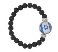NULYLU Bracelet Drapeau D'israël en Perles de Verre Noir, Pratique et Polyvalent, Design Simple et Élégant pour Hommes et Femmes