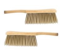 NULYLU Brosse à Poussière en Bois Khaki 2 Pièces à Poils Balais à Main Efficaces Poussière pour Nettoyage de Bureau et Armoire