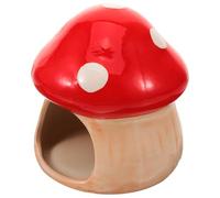 NULYLU Cachette en Céramique Rouge pour Hamster Nain et Petit Chaton, Maison Champignon Légère et Refuge pour Cage à Hamster