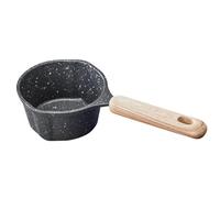 NULYLU Casserole Noire de 250 Ml en Alliage D'aluminium avec Manche en Bois Amovible, Facile à Nettoyer, pour Fondre le Beurre et Verser de L'huile la Maison Voyage