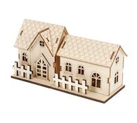 NULYLU Chalet en Bois Lumineux de Noël, Décoration Créative pour Table | Finition Lisse, Base Plate Stable, Teinte Kaki, pour Manteau de Cheminée et Entrée