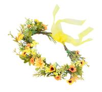 NULYLU Couronne Artificielle Jaune en Pp Ajustable pour Décoration de Coiffure, Serrage-tête Large pour Réunion Annuelle et Communion