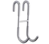 NULYLU Crochet de Porte Acier Inoxydable Double, S-hook Argenté Résistant la Corrosion, pour Serviettes et Peignoirs, Installation sans Perçage, Accessoire Salle de Bain Pratique