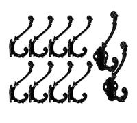 NULYLU Crochets Muraux Style Antique en Alliage de Zinc Noir Lot de 10 Porte Manteaux Double Lisse et Résistant la Rouille, pour Paquet et Serviettes