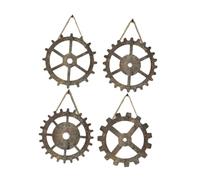 NULYLU Décoration Murale Industrielle en Bois Engrenages Vintage 4 Pièces pour Maison Salon Bureau, Art Mural Rétro à Suspendre Style Steampunk Rustique