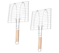 NULYLU Ensemble 2pcs Grille à Clips en Fil de Fer Argenté pour Barbecue, Panier à Poisson Cuit Surface Lisse, pour Camping Extérieur et Barbecue Maison