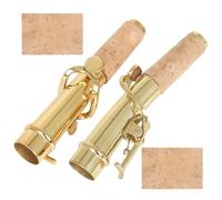 NULYLU Ensemble de Becs pour Saxophone Soprano en Laiton Doré avec Col Droit et Courbé, Pièce de Remplacement avec Liège, Accessoire Facile à Utiliser et Réutilisable pour Saxophonistes