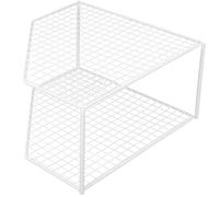 NULYLU Étagère d'angle Double Couche en Fer Peint Blanc, Support Pratique pour Casseroles Hauteur Surélevée de 18 Cm, Organiseur Compact Cuisine et Rangement sous Évier, Porte-casseroles
