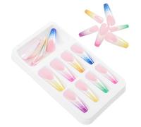 NULYLU Faux Ongles Extra Longs Effet Dégradé Arc-en-ciel 24 Pcs en Abs pour Manucure Élégante et Brillante, pour Salon de Beauté et Soirées