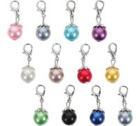 NULYLU Fermoirs Mousquetons 12 Pendentifs en Alliage et Perles Imitation 12 Pièces Charms Couleur Aléatoire pour Fabrication de Bijoux pour Créations Artisanales