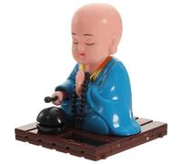 NULYLU Figurine Solaire Petit Moine en Abs Tête Oscillante Automatique et Bras Agitant, Décoration Créative pour Maison et Bureau, Ornement Unique et Original