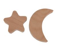 NULYLU Forme Lune et Étoile Crochet de Rangement Créatif sans Perçage Lot de Auto-adhésif 2 Pièces en Bois Marron pour Vestiaire et Couloir