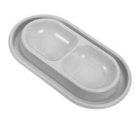 NULYLU Gamelle Double pour Chat Anti-Fourmis en PP Double Compartiment | Départements Séparés, Rigole D’eau Large, Usage Intérieur ou Extérieur, Finition Grise Lisse