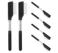 NULYLU Goupillons à Cils 6pcs en Acier et Plastique Noir avec Dents Fines, Facile à Nettoyer, Outil de Maquillage pour Séance de Maquillage Professionnelle