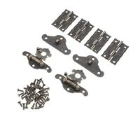 NULYLU Jeu de 2 Loquets Moraillon et 4 Charnières Anciennes en Métal, Ensemble pour Boîte en Bois, Accessoires de Quincaillerie Vintage pour Coffret à Bijoux, pour Bricolage