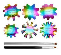 NULYLU Kit de 6 Gabarits pour Ongles en Acier Inoxydable 2 Outils de Nail Art, Modèles de Manucure Soi-même pour Salon et Usage Domestique, Accessoires Manucure pour Nail Art Créatif