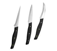 NULYLU Kit de Coupe-Fruits 3 Pièces en Acier Inoxydable et Bois avec Design Moderne pour Découpe Facile de Fruits et Légumes à Domicile