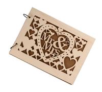 NULYLU Livre D'or pour Mariage en Bois Sculpté Créatif de Cœur, Registre de Présence Élégant 20 Pages, pour Fête de Mariage ou Anniversaire