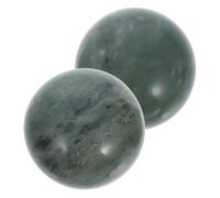 NULYLU Lot De 2 Boules De Baoding En Jade Poli Boules Chinoises Feng Shui Outil D'entraînement Musculaire Des Mains 5 Cm Vert Foncé