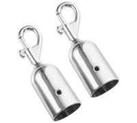 NULYLU Lot de 2 Crochets Doubles en Alliage D'aluminium Argenté pour Embouts de Cordon, Butée D'extrémité de Corde, Crochet de Cordon D'isolement pour Barrières de Sécurité et Contrôle