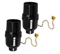 NULYLU Lot de 2 Douilles E27 en Bakélite avec Chaînette, Culot D'ampoule Complet, Interrupteur à Tirage Pratique, Remplacement Douille Plafonnier pour Chambre, Salon et Bureau -