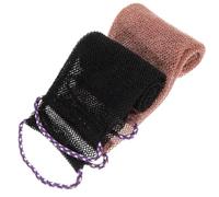 NULYLU Lot de 2 Filets Exfoliants Africains en Chinlon, Éponge de Bain Extensible et Résistante, 1 Noir 1 Café, Exfoliant Corporel Pratique Soin Peau, Accessoire de Toilette Polyvalent