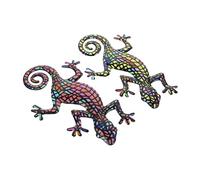 NULYLU Lot De 2 Pendentifs Muraux En Forme De Gecko En Métal Robuste Décoration Dintérieur Réaliste Pour Chambre À Coucher