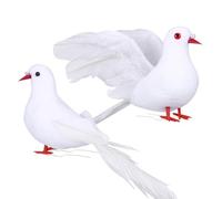 NULYLU Lot de 2 Pigeons Artificiels Blancs Oiseau de Paix Décoration Mariage Accessoires Photo Fixation Fil de Fer Décor Intérieur et Événementiel Symboles de Sérénité