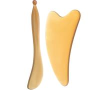 NULYLU Lot de 2 Plaques à Racler Gua Sha en Corne de Buffle pour Visage et Corps, Outils de Massage Portables, Surface Lisse Anti-irritation, Soulagement Tensions et Plusieurs styles