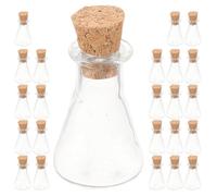 NULYLU Lot de 24 Petits Bocaux en Verre Bouchons en Liège, Délicats et Faits Main, pour Messages en Bouteille Lors de Fêtes