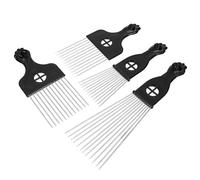 NULYLU Lot de 4 Peignes à Cheveux Bouclés en Abs et Acier Inoxydable, Dents Longues pour Démêlage et Volume, Adaptés Coiffure Afro, Tresses et Perruques, Usage Domicile et Salon,