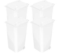 NULYLU Lot de 4 Poubelles en Plastique Blanches Couvercle pour Bureau et Chambre, Petite Taille, Solide, Boîtes de Rangement Pratiques pour Stylos et Déchets