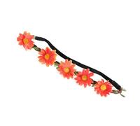 NULYLU Lot de 5 Bandeaux à Fleurs Hawaïens Artisanaux en Cuir Orange Style Bohème Couronne de Tournesol, Adaptés pour Fête Bord Plage ou Soirée Autour du Feu
