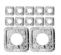 NULYLU Lot de 50 Protège-brûleurs en Aluminium Épais 3,5 Μm, Carrés Jetables pour Cuisinière à Gaz, Résistants à Haute Température, Protection Anti-projections D'huile et Graisse,