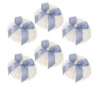 NULYLU Lot de 6 Boîtes à Bonbons Coquillage en Plastique Perle Blanche avec Ruban Bleu Océan, Coffrets Présents Mariage, Fête D'anniversaire et Emballage Dragées Décoratifs