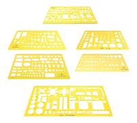 NULYLU Lot de 6 Règles à Dessin en Plastique Transparent Multifonctions, Gabarits Géométriques pour Dessin Technique, Outils de Conception Artistique et Architecture, Modèles